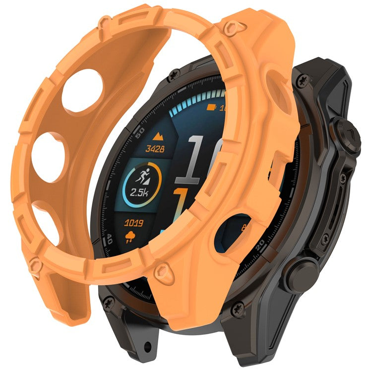 For Garmin Tactix 8 51mm SOLAR Version Soft TPU Watch Case Hollow Shockproof Bumper Frame Cover - Orange