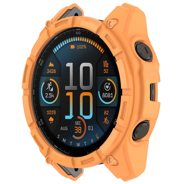 For Garmin Tactix 8 51mm SOLAR Version Soft TPU Watch Case Hollow Shockproof Bumper Frame Cover - Orange