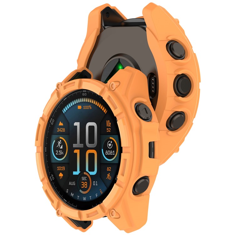 For Garmin Tactix 8 51mm SOLAR Version Soft TPU Watch Case Hollow Shockproof Bumper Frame Cover - Orange