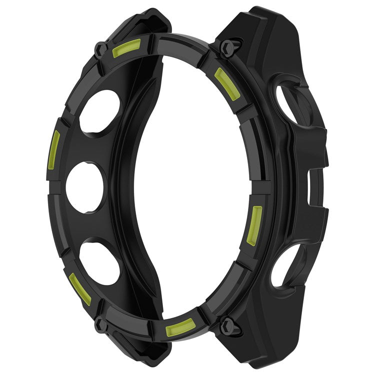 For Garmin Tactix 8 51mm SOLAR Version Soft TPU Watch Case Hollow Shockproof Bumper Frame Cover - Black+Green