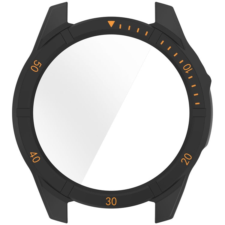 For Garmin Tactix 8 51mm SOLAR Version Watch Case PC Frame with Tempered Glass Screen Film - Black+Orange