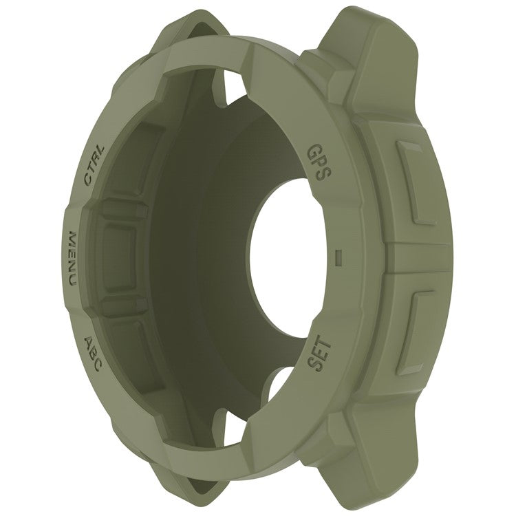 For Garmin Instinct E 45mm Watch Case Silicone Shockproof Bumper Frame - Army Green