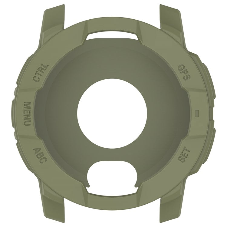 For Garmin Instinct E 45mm Watch Case Silicone Shockproof Bumper Frame - Army Green