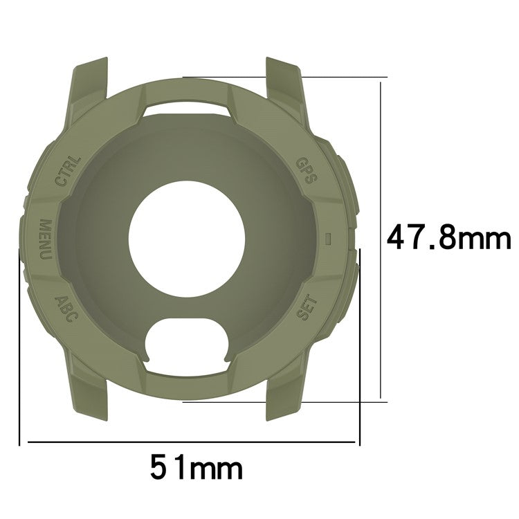For Garmin Instinct E 45mm Watch Case Silicone Shockproof Bumper Frame - Army Green