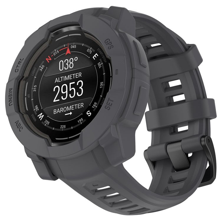 For Garmin Instinct 3 AMOLED 45mm / Instinct 3 Solar 45mm Watch Case Silicone Shockproof Bumper Frame - Grey