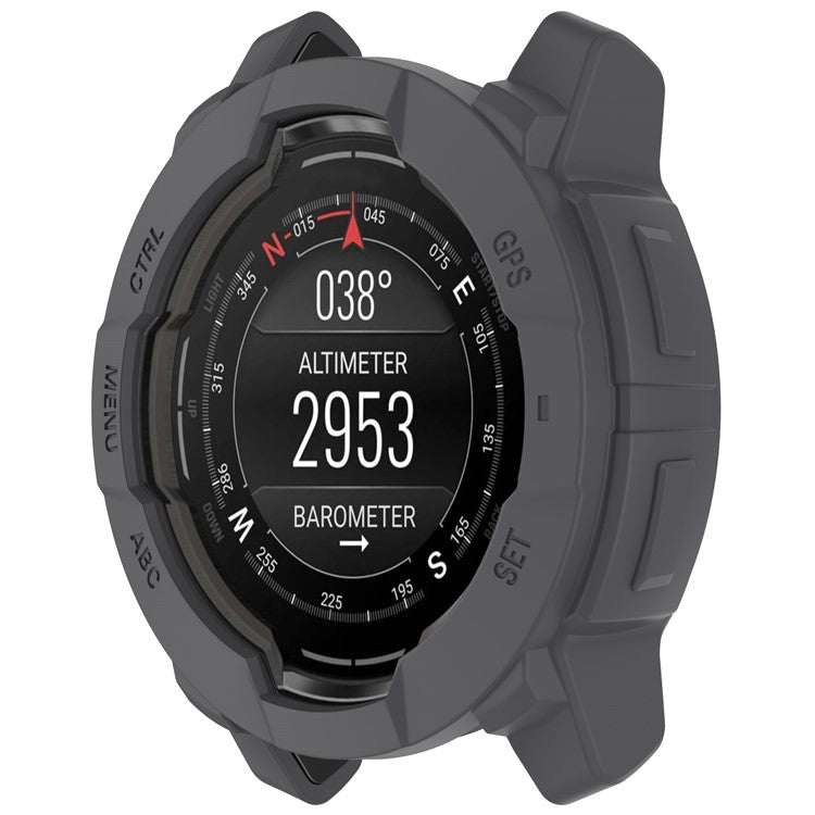 For Garmin Instinct 3 AMOLED 45mm / Instinct 3 Solar 45mm Watch Case Silicone Shockproof Bumper Frame - Grey