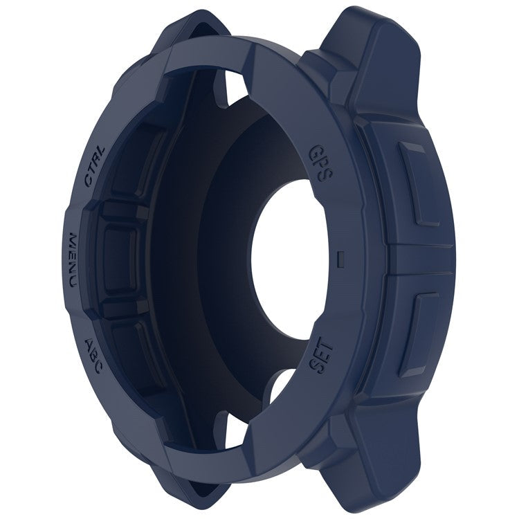 For Garmin Instinct 3 AMOLED 50mm / Instinct 3 Solar 50mm Watch Case Silicone Shockproof Bumper Frame - Midnight Blue