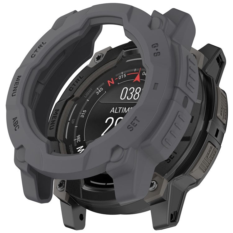 For Garmin Instinct E 45mm Armor Watch Case Shockproof TPU Rugged Protective Cover - Grey