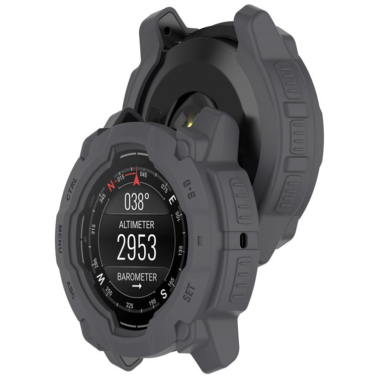 For Garmin Instinct E 45mm Armor Watch Case Shockproof TPU Rugged Protective Cover - Grey