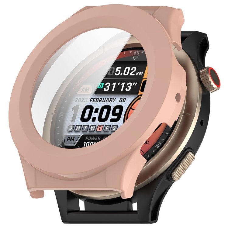 Watch Case for Huami Amazfit Cheetah Round / Cheetah Pro PC Frame Cover with Tempered Glass Screen Film - Pink
