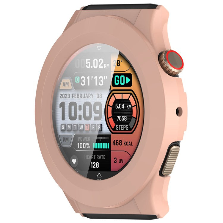 Watch Case for Huami Amazfit Cheetah Round / Cheetah Pro PC Frame Cover with Tempered Glass Screen Film - Pink