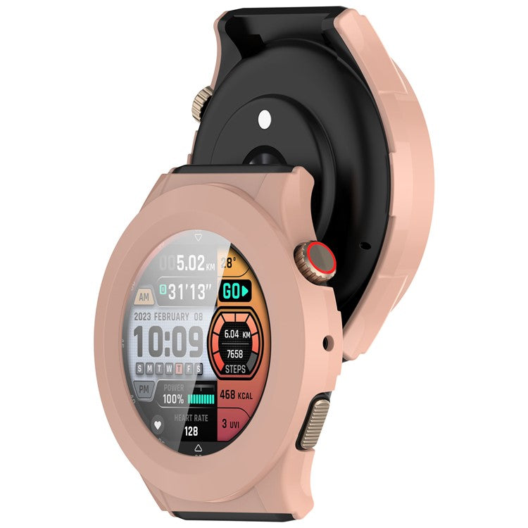 Watch Case for Huami Amazfit Cheetah Round / Cheetah Pro PC Frame Cover with Tempered Glass Screen Film - Pink