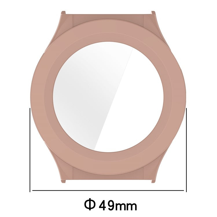 Watch Case for Huami Amazfit Cheetah Round / Cheetah Pro PC Frame Cover with Tempered Glass Screen Film - Pink