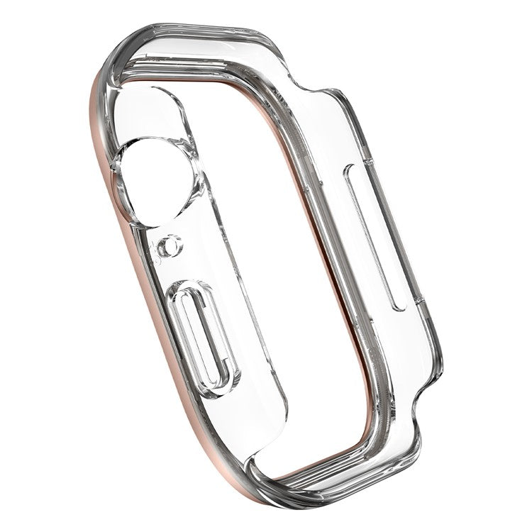 For Apple Watch Series 10 42mm Hard PC IML Watch Case with Tempered Glass Screen Film - Transparent Rose Gold