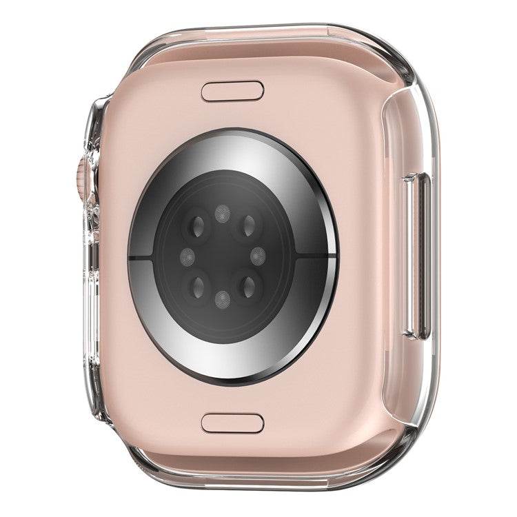 For Apple Watch Series 10 42mm Hard PC IML Watch Case with Tempered Glass Screen Film - Transparent Rose Gold