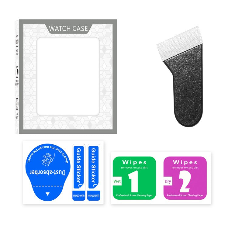 For Apple Watch Series 10 42mm Hard PC IML Watch Case with Tempered Glass Screen Film - Transparent Rose Gold