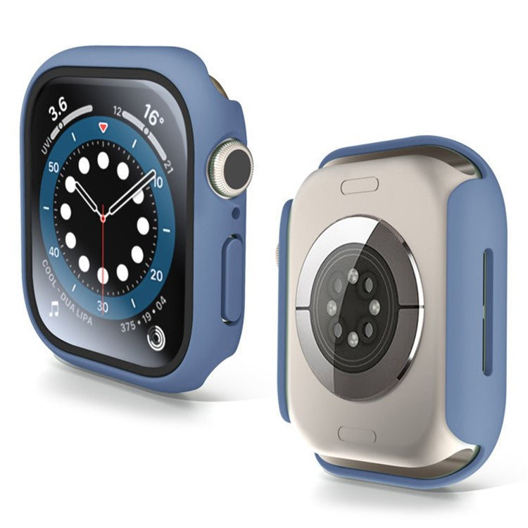 WANLONFENG For Apple Watch Series 10 42mm Watch Case PC Frame with Tempered Glass Screen Protector - Black - Blue