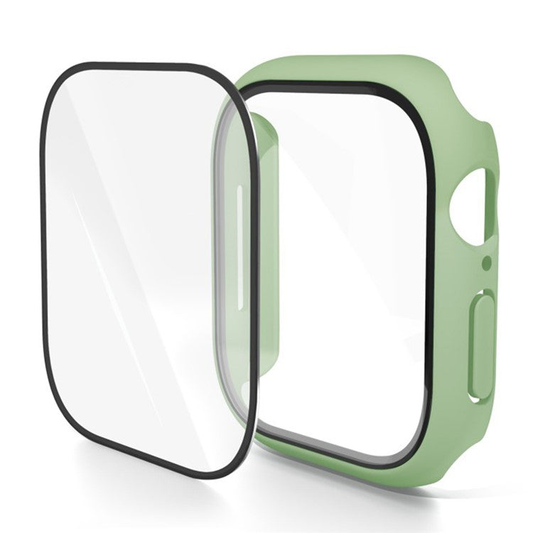 WANLONFENG For Apple Watch Series 10 46mm Watch Case PC Frame with Tempered Glass Screen Protector - Mint Green