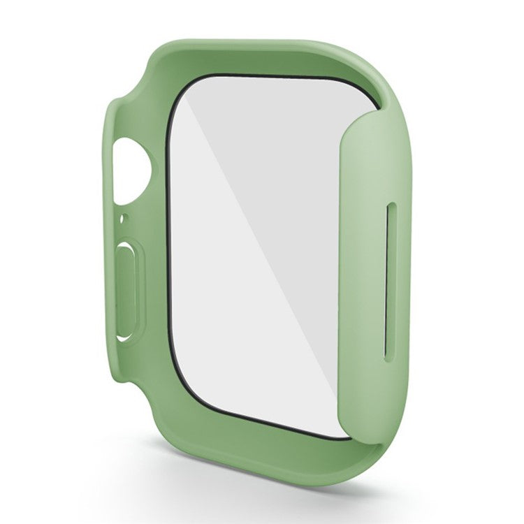 WANLONFENG For Apple Watch Series 10 46mm Watch Case PC Frame with Tempered Glass Screen Protector - Mint Green