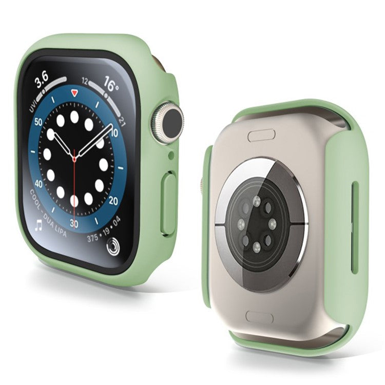 WANLONFENG For Apple Watch Series 10 46mm Watch Case PC Frame with Tempered Glass Screen Protector - Mint Green