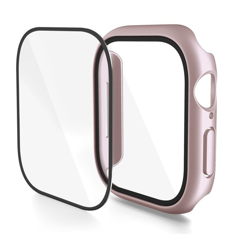 WANLONFENG For Apple Watch Series 10 46mm Watch Case PC Frame with Tempered Glass Screen Protector - Rose Pink