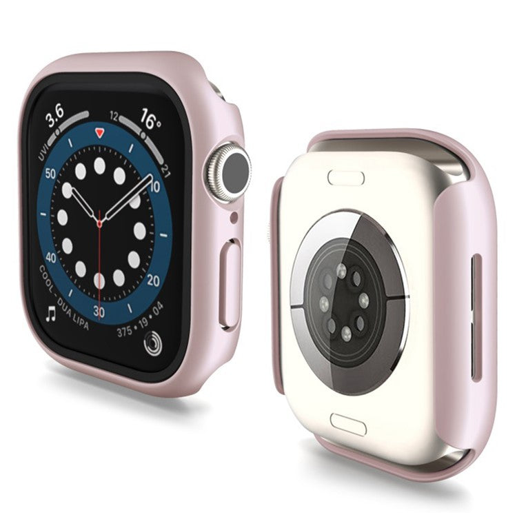 WANLONFENG For Apple Watch Series 10 46mm Watch Case PC Frame with Tempered Glass Screen Protector - Rose Pink