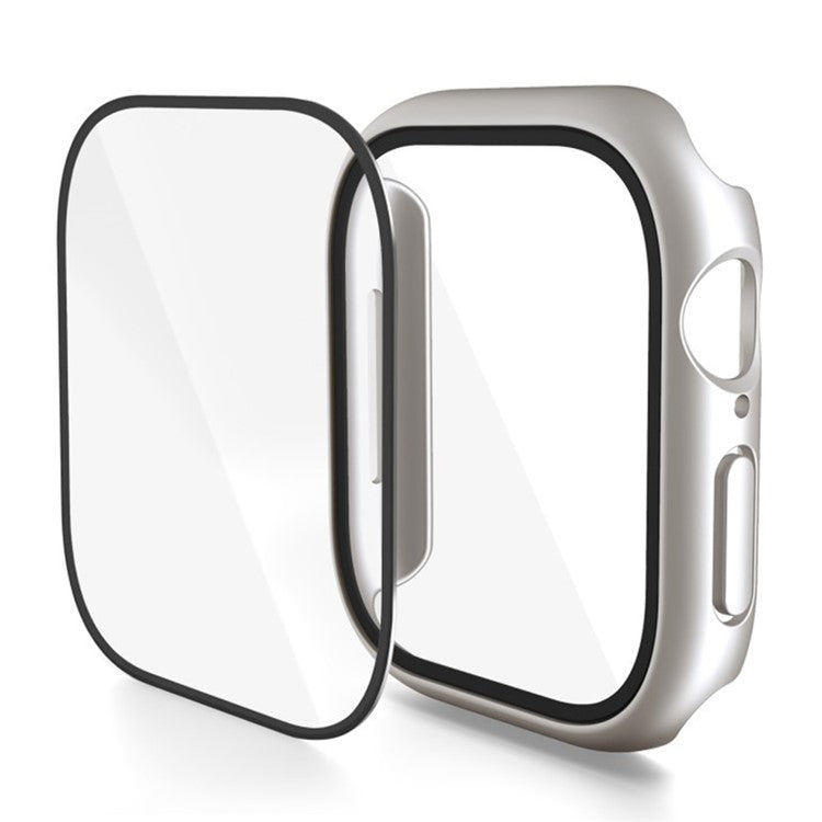 WANLONFENG For Apple Watch Series 10 46mm Watch Case PC Frame with Tempered Glass Screen Protector - Silver