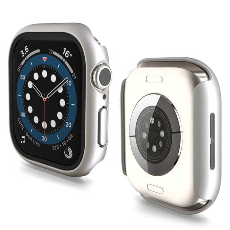 WANLONFENG For Apple Watch Series 10 46mm Watch Case PC Frame with Tempered Glass Screen Protector - Silver