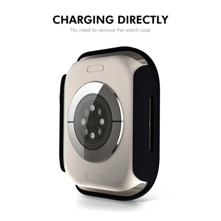 WANLONFENG For Apple Watch Series 10 46mm Watch Case PC Frame with Tempered Glass Screen Protector - Silver