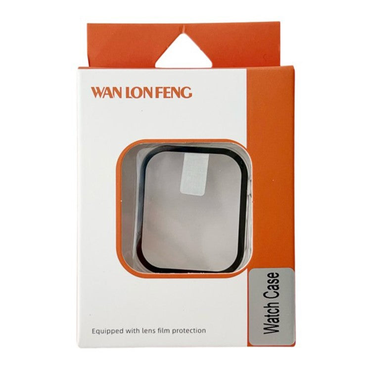 WANLONFENG For Apple Watch Series 9 / 8 / 7 41mm 2-in-1 Hard PC Frame Waterproof Case with Tempered Glass Screen Protector - White