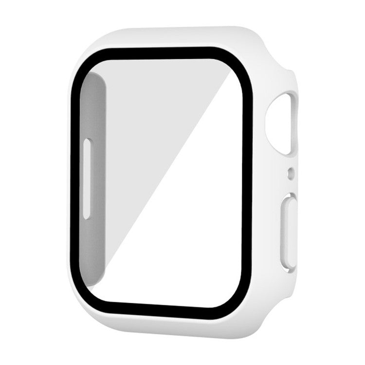WANLONFENG For Apple Watch Series 9 / 8 / 7 45mm 2-in-1 Hard PC Frame Waterproof Case with Tempered Glass - White