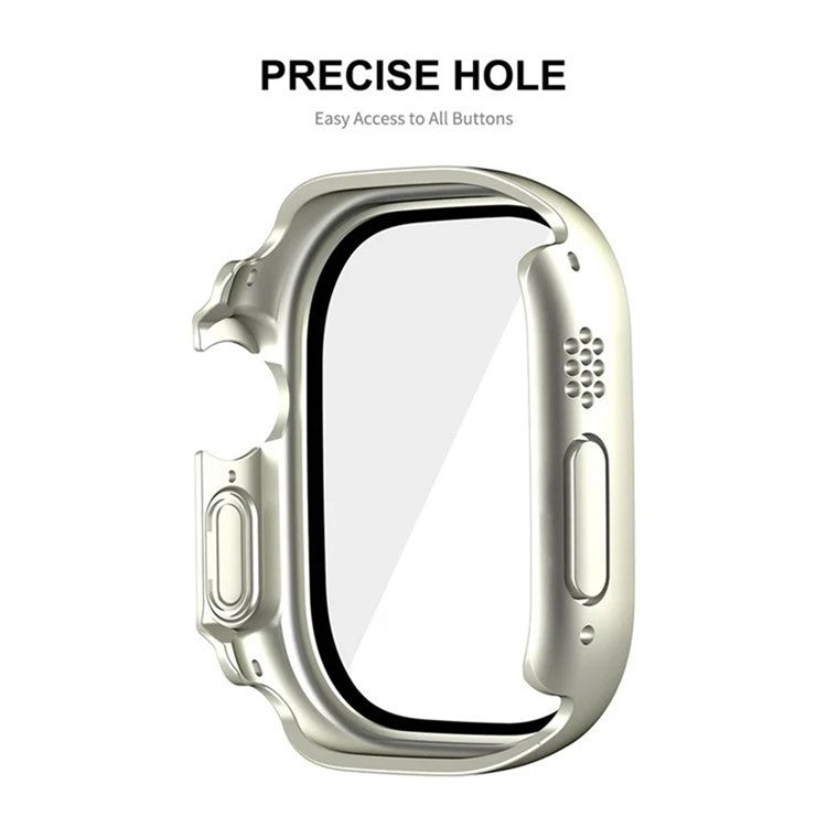 WANLONFENG For Apple Watch Ultra 2 / Ultra 49mm 2-in-1 Hard PC Frame Waterproof Case with Tempered Glass Screen Protector - White