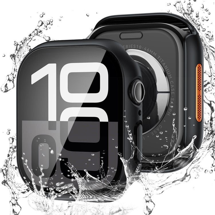 PC Watch Case for Apple Watch Series 9 / 8 / 7 41mm Waterproof Dustproof Frame with Tempered Glass Film - Black