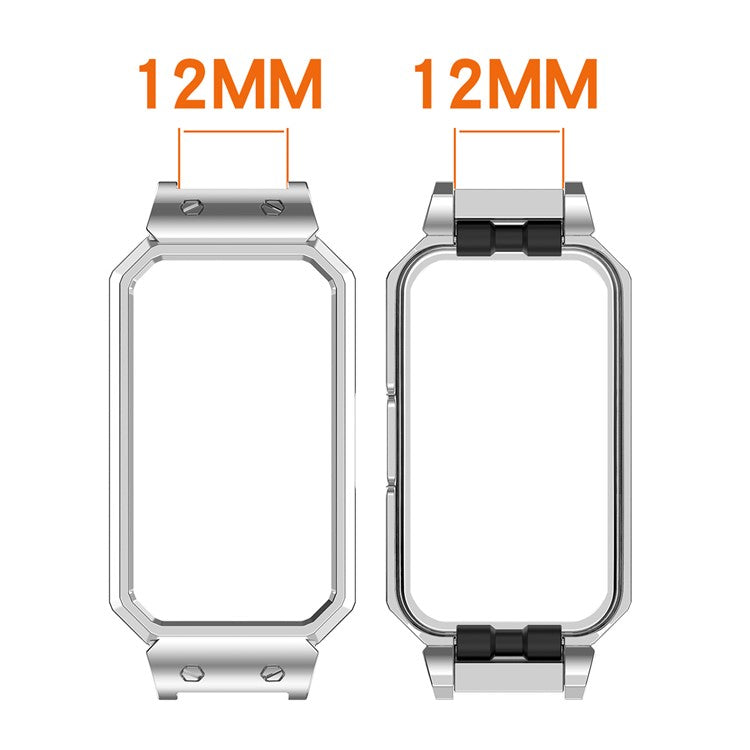 Watch Case for Huawei Band 10 / 9 / 8 / 9 NFC / 8 NFC 12mm Lug Metal Protective Frame - Silver