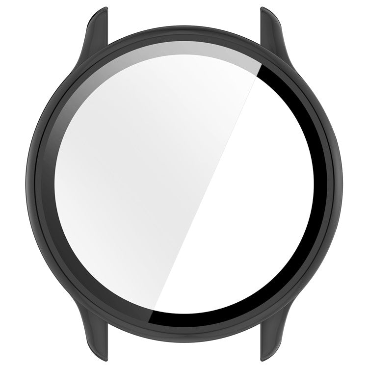 For Garmin Vivoactive 6 Hard PC Case All Around Watch Cover with Tempered Glass Film - Glossy Black