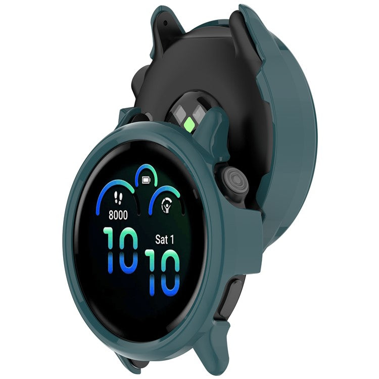 For Garmin Vivoactive 6 Half Coverage Hollow-Out Protective Cover PC Watch Frame Case - Glossy Green