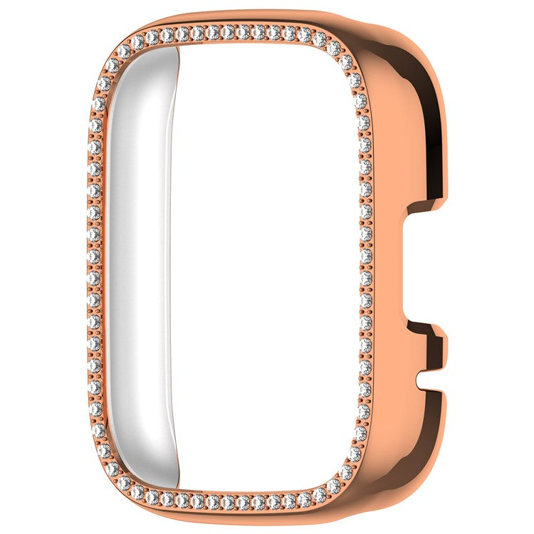 For Xiaomi Redmi Watch 3 Active  /  Watch 3 Lite Watch Case Rhinestone Decor Hollow Design Electroplating PC Watch Cover - Rose Gold