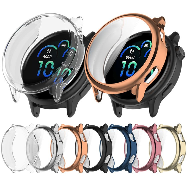 For Garmin Vivoactive 6 Watch Case Full Coverage Flexible TPU Electroplating Cover - Navy Blue