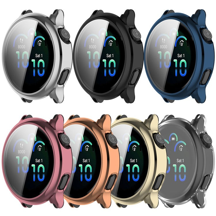 For Garmin Vivoactive 6 Watch Case Full Coverage Flexible TPU Electroplating Cover - Navy Blue