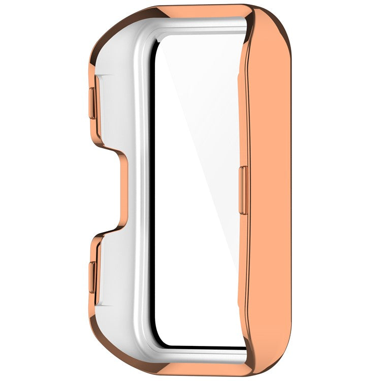 For Huawei Band 10 / 9 / 8 Case Rhinestone Decor PC + Tempered Glass Film Protective Watch Cover - Rose Gold