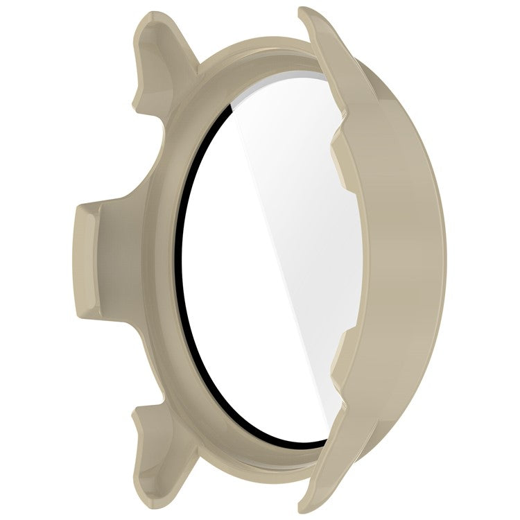 For Garmin Vivoactive 6 Watch Case PC Frame Cover with Tempered Glass Screen Film - Ivory White