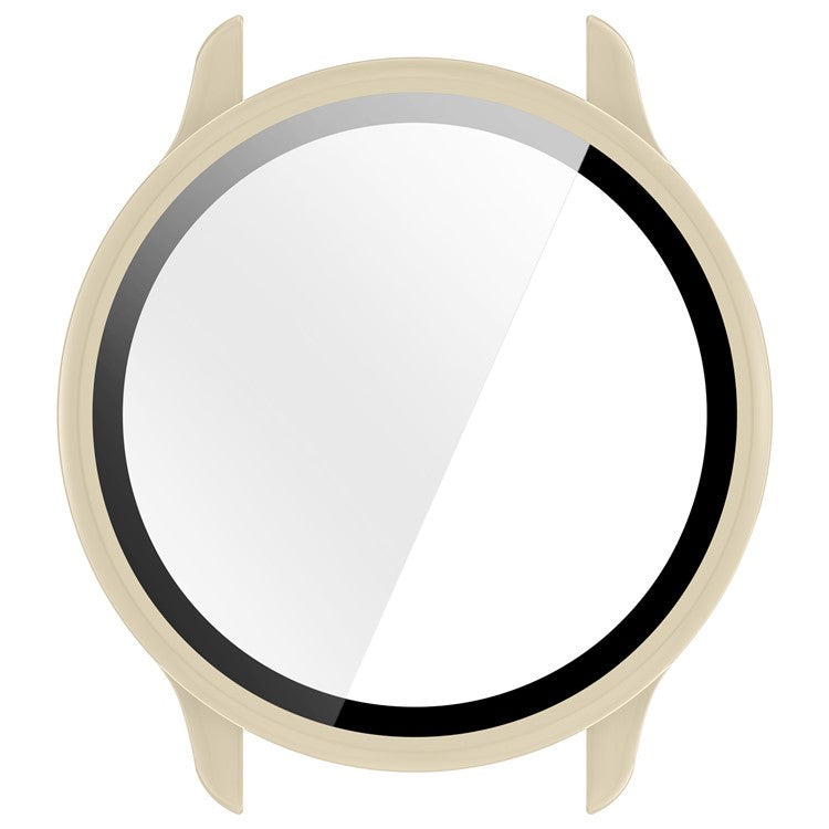 For Garmin Vivoactive 6 Watch Case PC Frame Cover with Tempered Glass Screen Film - Ivory White