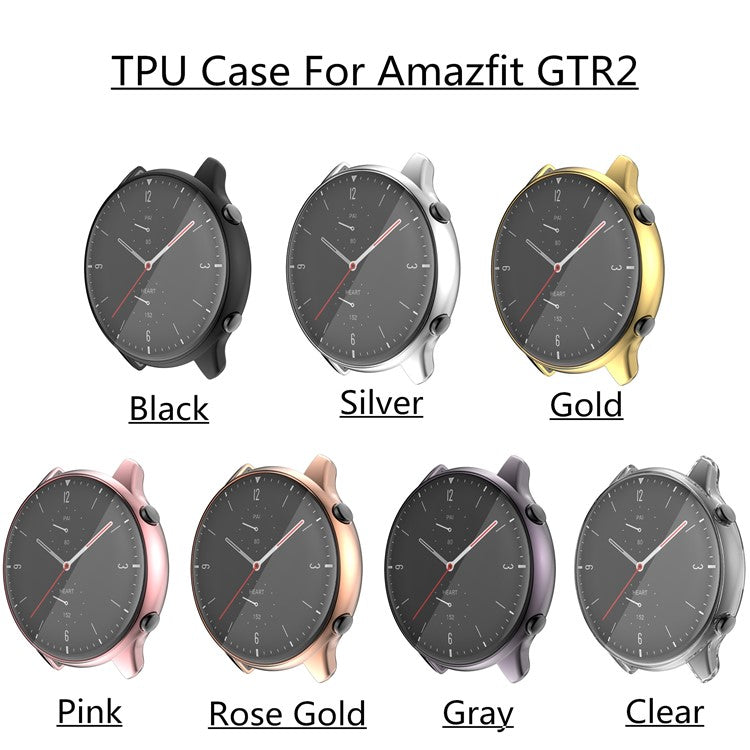 Soft TPU Electroplated Anti-Scratch Smart Watch Frame Case Cover for Huami Amazfit GTR2 - Silver