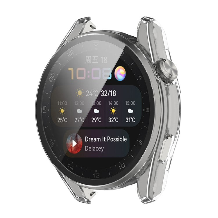 For Huawei Watch 3 Pro Full Coverage PC Protective Cover with Tempered Glass Hard Screen Protector - Transparent