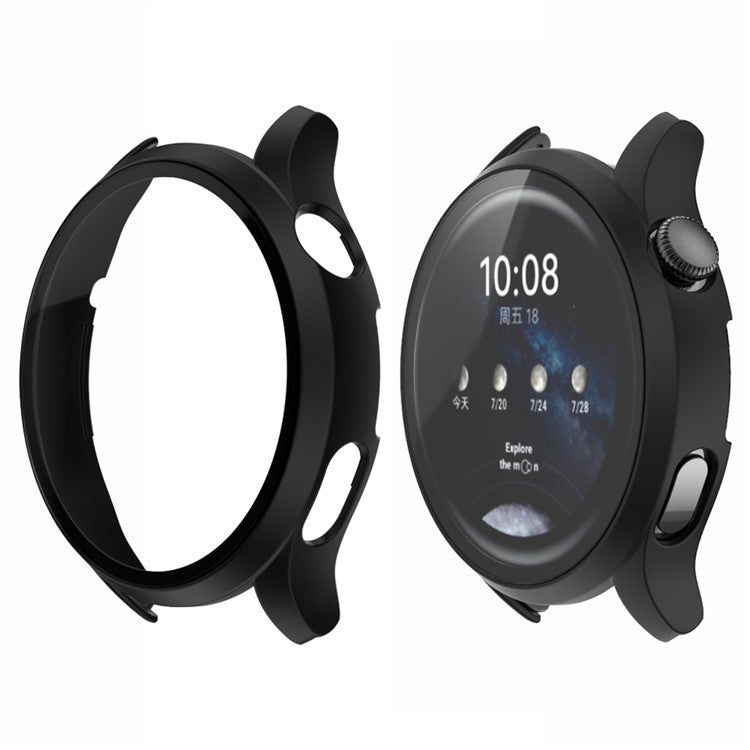 Smartwatch Matte PC Frame Cover with Tempered Glass Screen Protector for Huawei Watch 3 - Black