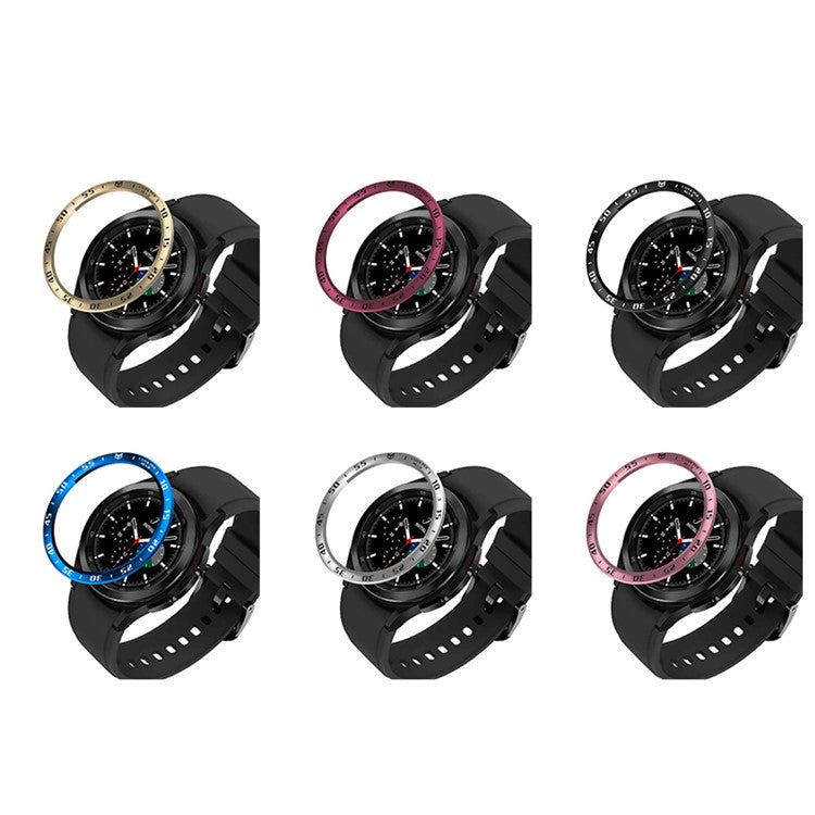 Time Scale Design Stainless Steel Bezel Ring Stickers Ring for Samsung Galaxy Watch4 Classic 42mm - Rose Gold/White