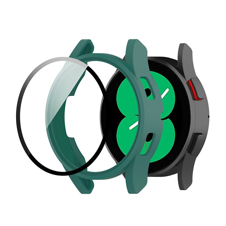 Hard PC Ultra-Thin Scratch-Resistant Bumper Protective Cover with Built in Tempered Glass Screen Protector for Samsung Galaxy Watch4 44mm - Green