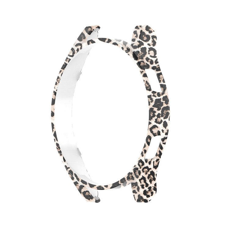 Shockproof Half Watch Protective Cover Film Hollowed PC Watch Frame Case for Samsung Galaxy Watch4 Classic 42mm - Black Leopard