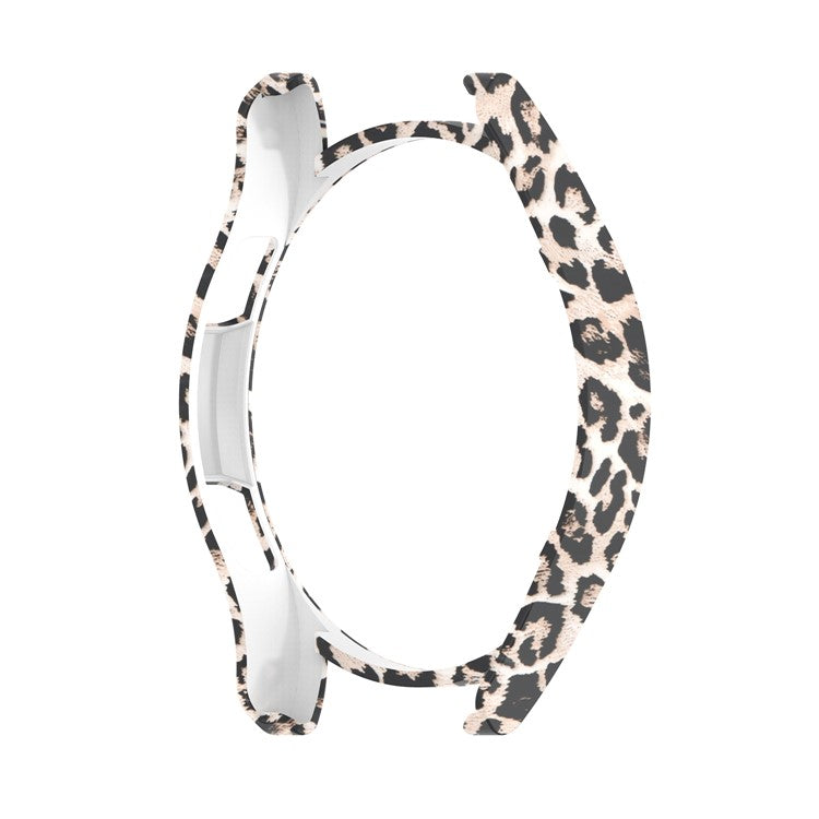 Shockproof Half Watch Protective Cover Film Hollowed PC Watch Frame Case for Samsung Galaxy Watch4 Classic 42mm - Black Leopard