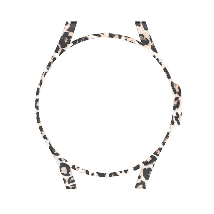 Shockproof Half Watch Protective Cover Film Hollowed PC Watch Frame Case for Samsung Galaxy Watch4 Classic 42mm - Black Leopard